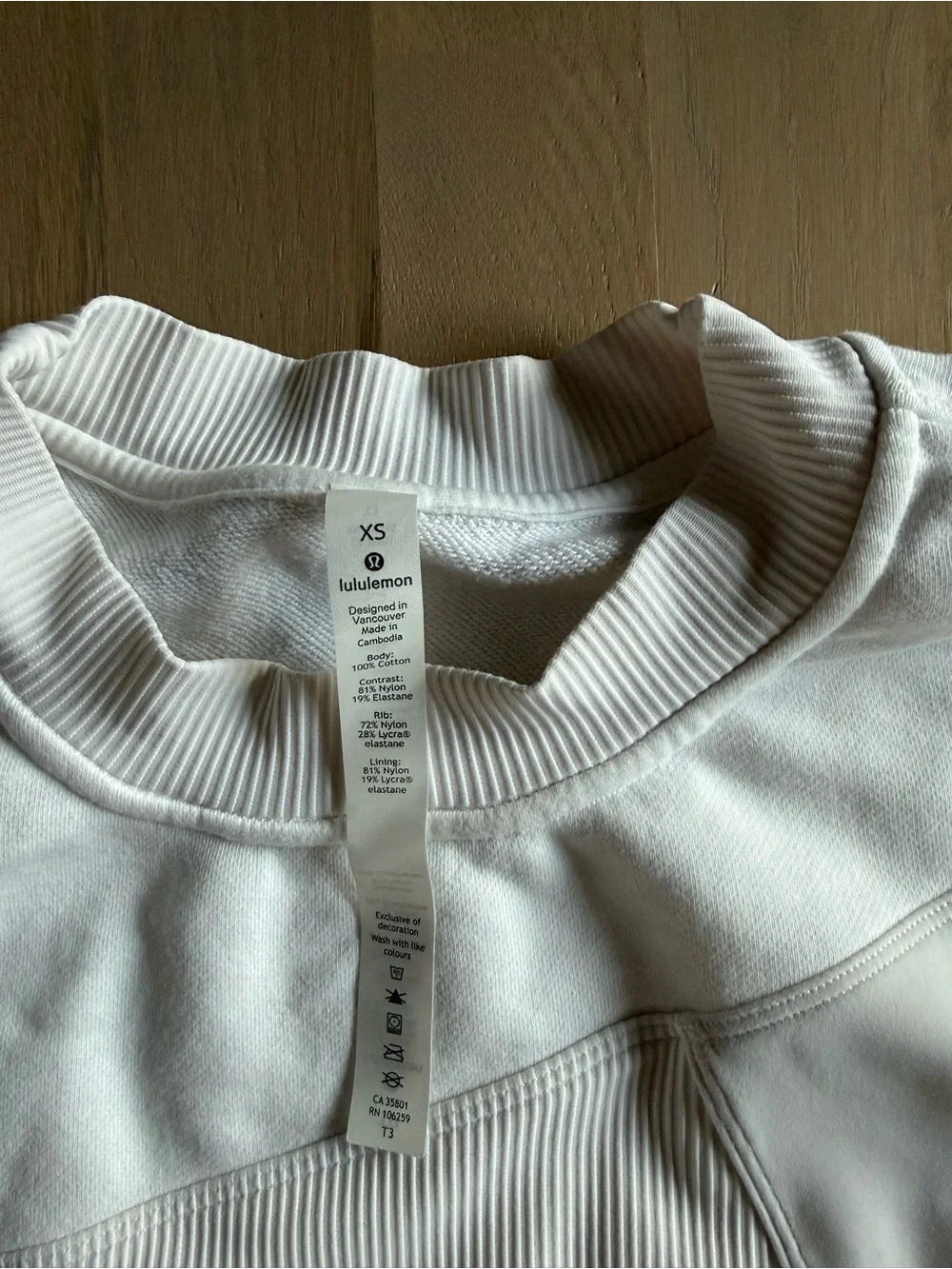 Lululemon White Crewneck Ribbed Panel Sweater